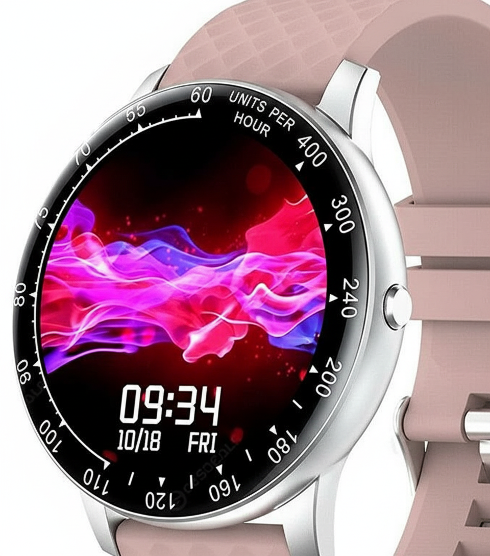 Dettaglio display touchscreen rosa argento elegante