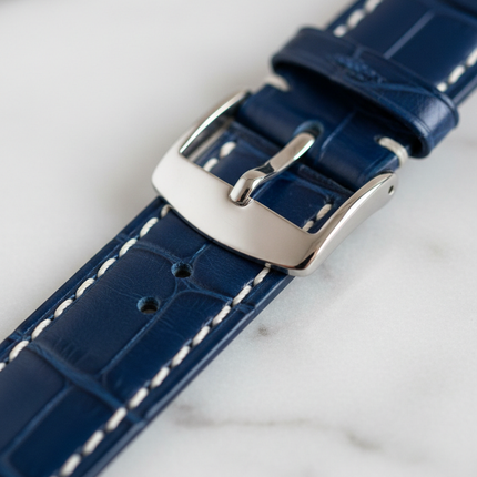 LORENZ 30215BB - Dettaglio fibbia ad ardiglione cinturino pelle blu