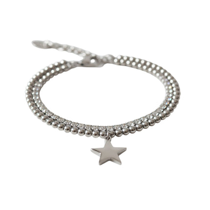 Dettaglio bracciale 2JEWELS doppio filo acciaio - sfere cristalli e stella