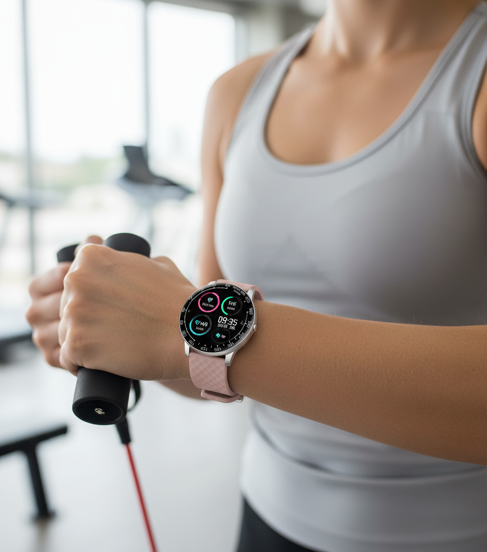 Smartwatch SMARTY 2.0 rosa argento donna indossato sport