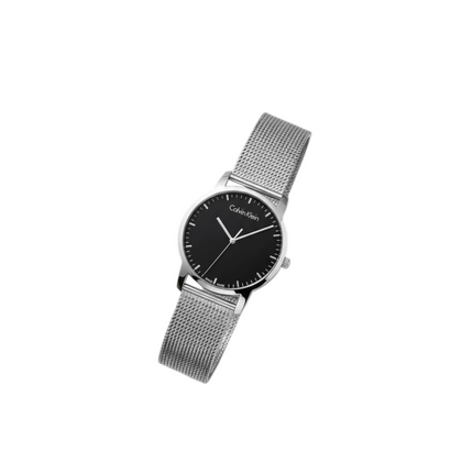 Composizione elegante orologio Calvin Klein maglia Milano nero