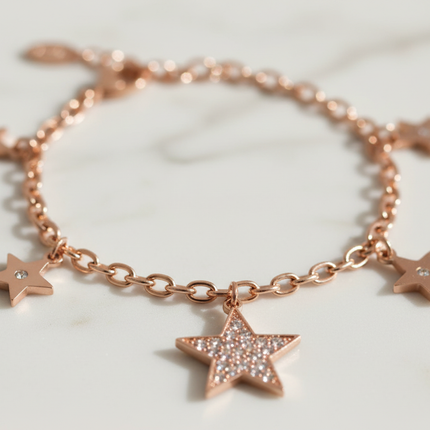 Stella pavé bracciale 2JEWELS - dettaglio chiusura moschettone e tag brand