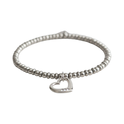 Dettaglio bracciale 2JEWELS sfere acciaio - ciondolo cuore con cristalli