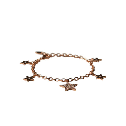 Ciondoli stella bracciale 2JEWELS - finitura oro rosa lucida e cristalli
