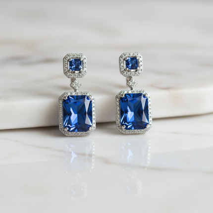 Dettaglio Cristalli Blu Pavé Orecchini