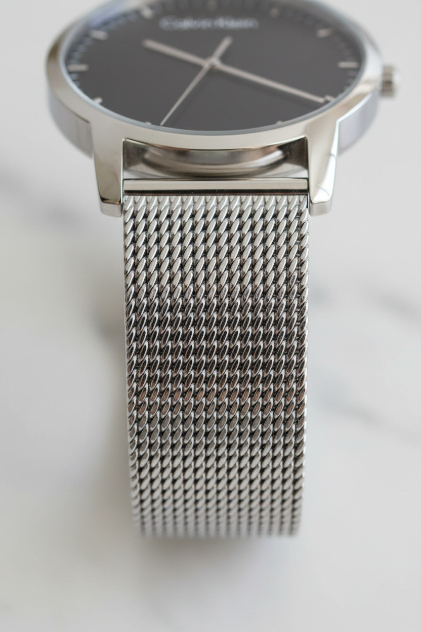 Dettaglio bracciale maglia Milano acciaio - intreccio premium