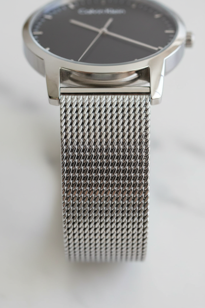 Dettaglio bracciale maglia Milano acciaio - intreccio premium