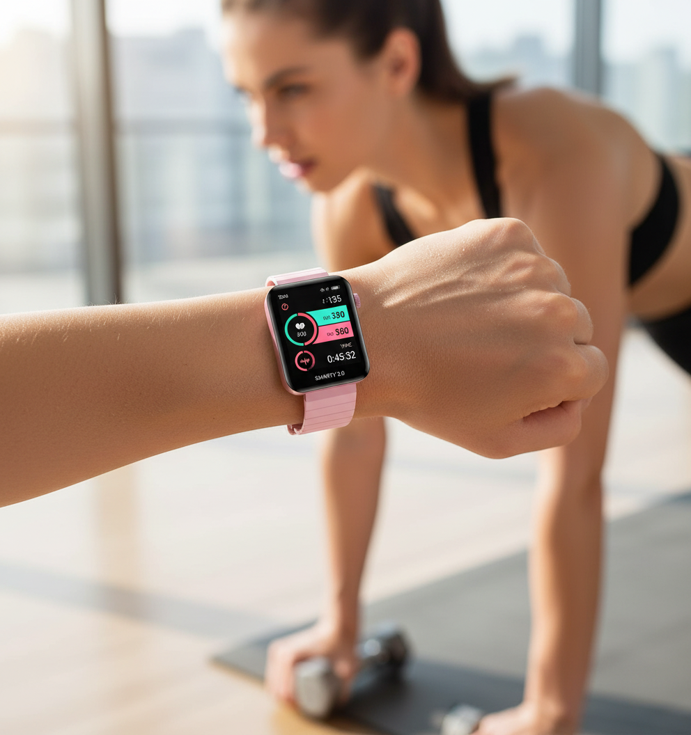 Smartwatch SMARTY 2.0 rosa donna indossato durante fitness