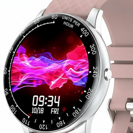 Dettaglio display touchscreen rosa argento elegante