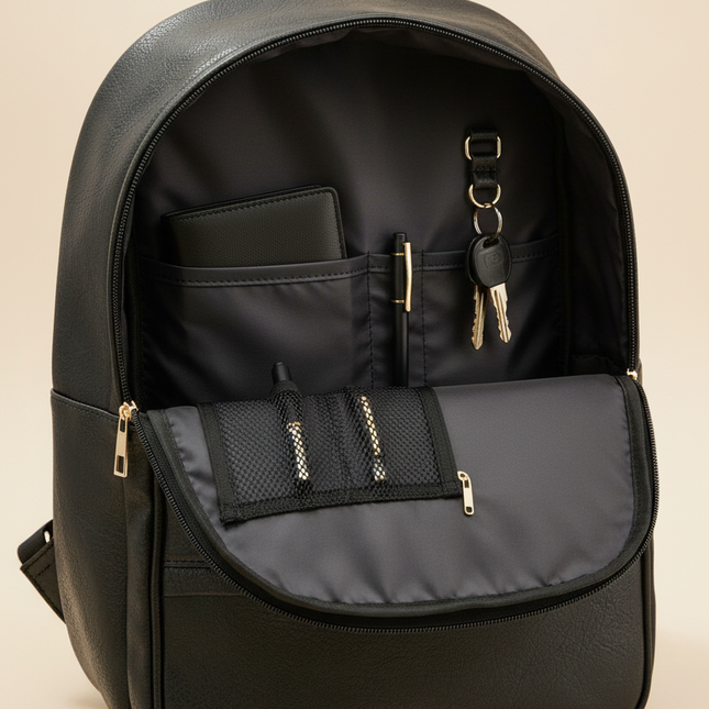 Dettaglio tasche frontali zaino