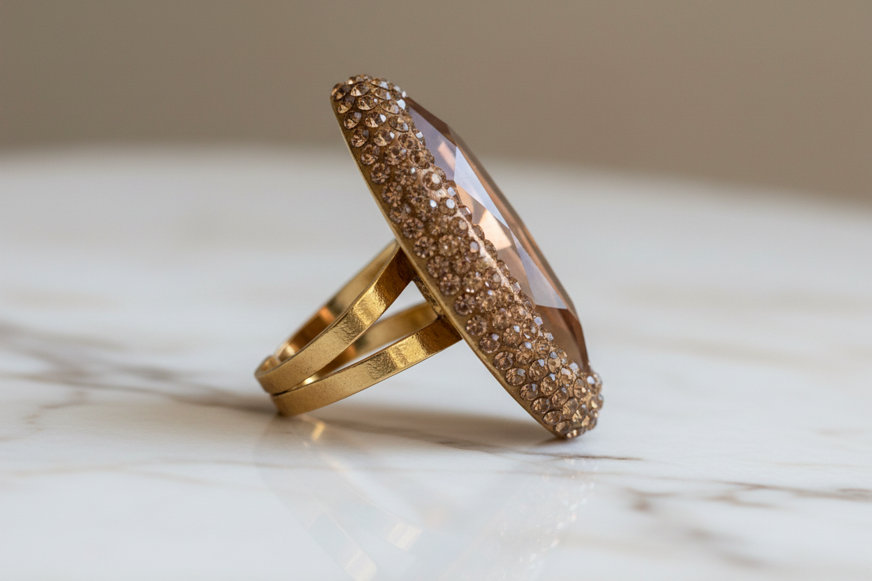 Dettaglio profilo laterale: altezza montatura e dimensione statement