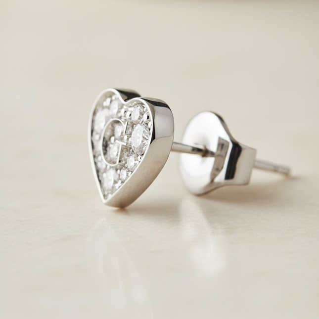 Profilo laterale orecchini cuore GUESS