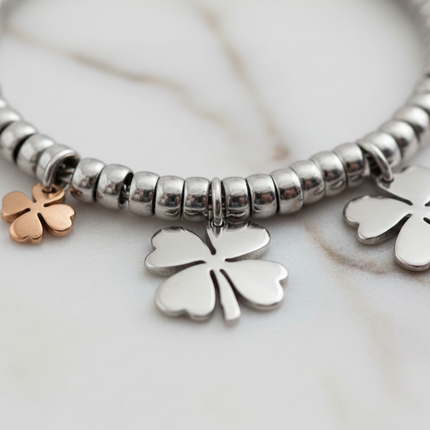 Macro quadrifogli bicolore argento e oro rosa bracciale 2JEWELS 231435