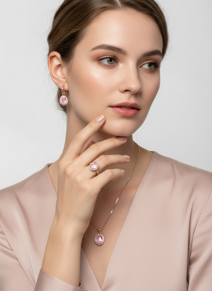 Parure argento rosa donna indossata elegante