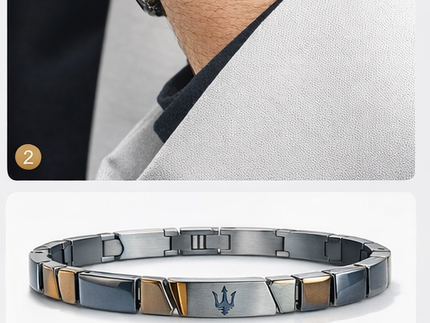 Bracciale Uomo Maserati Acciaio Brunito Ematite Occhio Tigre JM221ATZ01