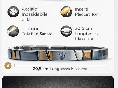 Bracciale Uomo Maserati Acciaio Brunito Ematite Occhio Tigre JM221ATZ01