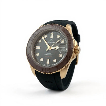 Orologio Uomo Lorenz DI-300 Automatico Diver 300m Oro Cinturino Gomma 030258DD