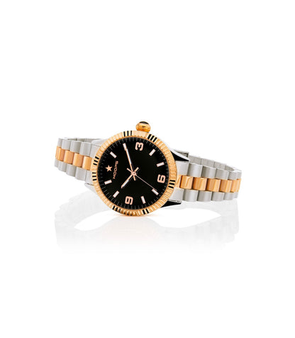Orologio Donna Hoops Solo Tempo - Bracciale Acciaio E Quadrante Nero - Collezione New Luxury Silver and Gold