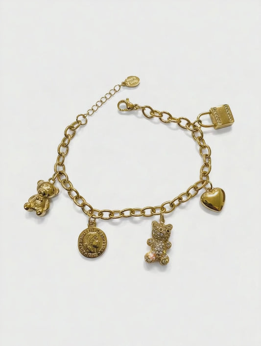 Bracciale Acciaio Donna con Orsetto Daddy - Gioiello Elegante