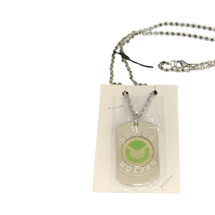 Collana da uomo Sector in acciaio inossidabile con piastrina e logo smaltato verde, 50cm.