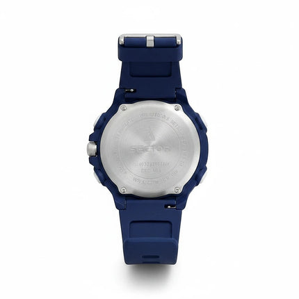 Orologio uomo Sector R3251280002, cassa in resina blu navy da 44mm, cinturino in gomma, display digitale LCD, cronometro e impermeabilità 100M.