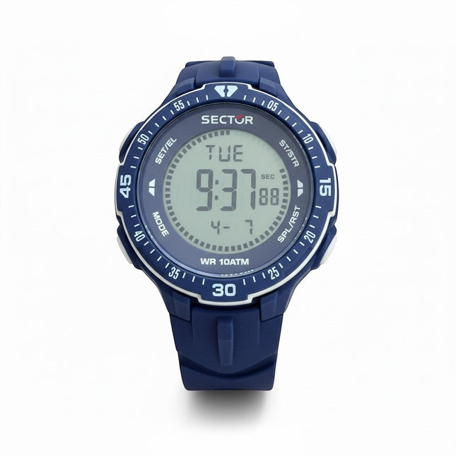 Orologio uomo Sector R3251280002 digitale con cassa in resina blu navy da 44mm e display LCD. Impermeabile 100M.