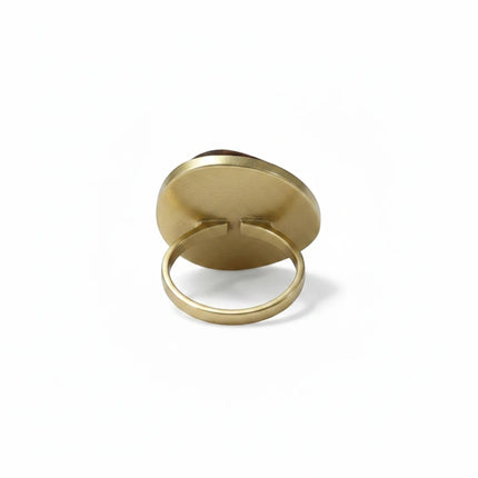 Anello Tempo A Tempo Shelly in acciaio dorato con pietra occhio di tigre, vista posteriore della fascia regolabile