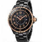 Tempo A Tempo Armada Geneve watch with black dial, rose gold accents, Arabic numerals, and date display.