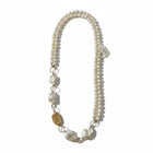 Tempo A Tempo long necklace featuring cultured baroque pearls and gold-tone accents, handcrafted 60cm design.