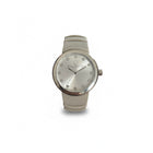 Tempo A Tempo women's beige silicone watch with silver dial, crystal indices, and Italian design.
