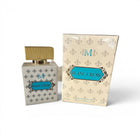 Tempo A Tempo Blanc Crème Eau de Parfum 100ml spray bottle and box with fleur-de-lis pattern and gold cap.
