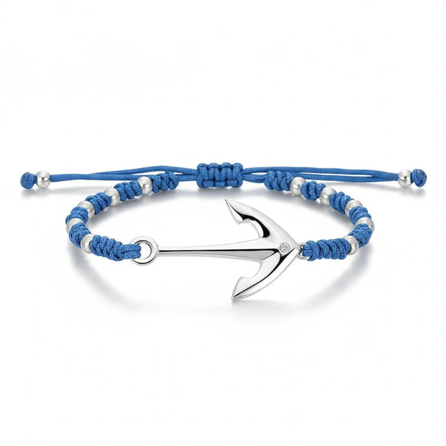 Bracciale uomo Tempo A Tempo 2Jewels in cordura azzurra e acciaio con ciondolo a forma di ancora