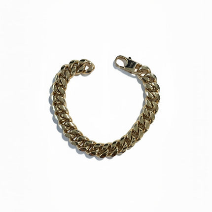 Bracciale da uomo Tempo A Tempo in acciaio 316L massiccio, catena cubana BIG finitura oro, maglie spesse e lucide.