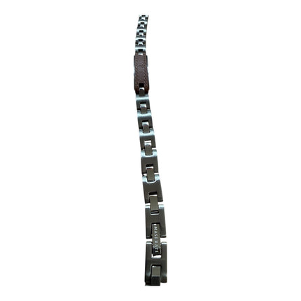 Bracciale da uomo Tempo A Tempo Maserati in acciaio inossidabile e pelle marrone con logo inciso