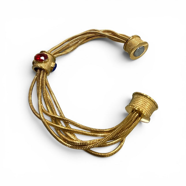 Bracciale multifilo Tempo A Tempo in acciaio dorato con pietre colorate e chiusura magnetica, 17 cm