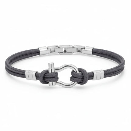Bracciale uomo Tempo A Tempo 2Jewels in nylon nero e acciaio con chiusura a forma di grillo