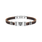 Bracciale uomo Tempo A Tempo 2Jewels in pelle marrone con placca centrale in acciaio e incisione lupo