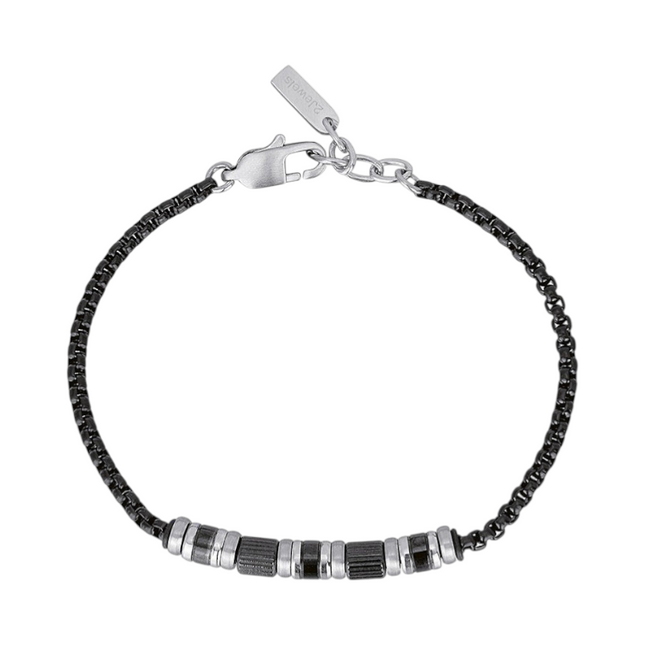 Bracciale uomo Tempo A Tempo 2Jewels in acciaio con finitura IP nera e dettagli centrali decorativi
