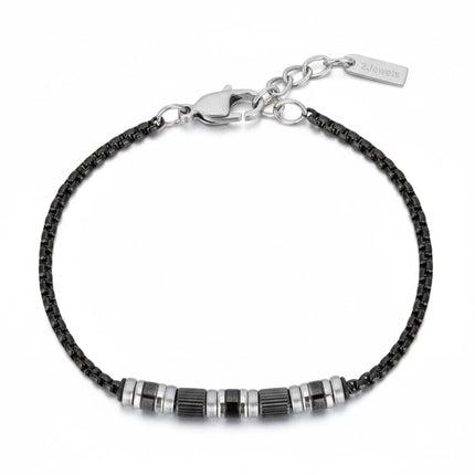 Bracciale uomo Tempo A Tempo 2Jewels in acciaio con finitura IP nera e dettagli centrali decorativi