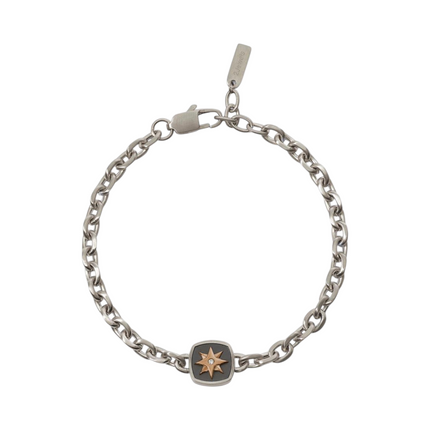 Bracciale uomo Tempo A Tempo 2Jewels in acciaio con ciondolo a forma di rosa dei venti e dettaglio centrale