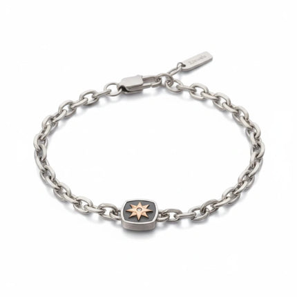 Bracciale uomo Tempo A Tempo 2Jewels in acciaio inox con ciondolo a forma di rosa dei venti e dettaglio centrale