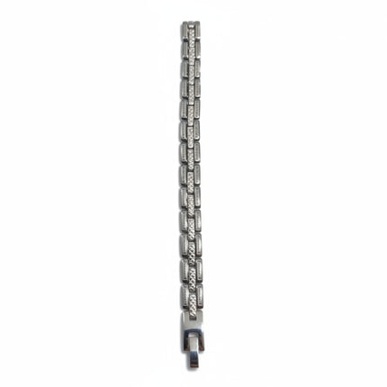 Bracciale uomo Tempo A Tempo in acciaio inossidabile con maglie rettangolari lavorate e chiusura di sicurezza
