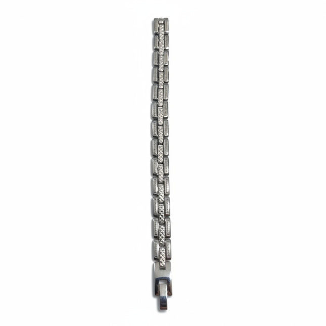 Bracciale uomo Tempo A Tempo in acciaio inossidabile con maglie rettangolari lavorate e chiusura di sicurezza