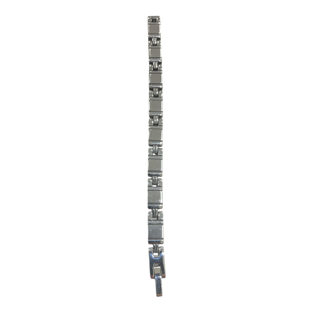 Bracciale Uomo Acciaio Inossidabile Maglie Rettangolari Chiusura Scatto
