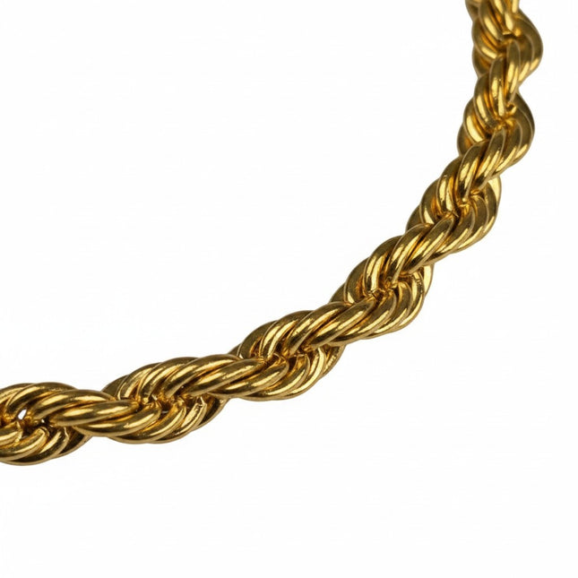 Bracciale da uomo Tempo A Tempo in metallo dorato con design a catena intrecciata stile corda torchon lucido