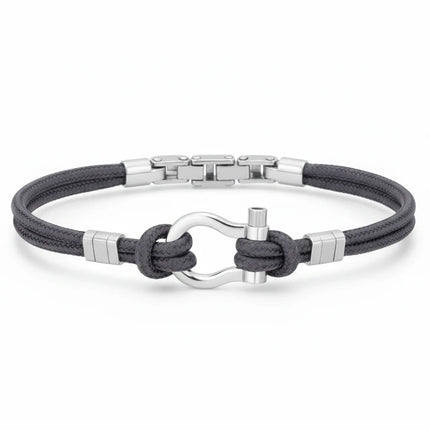 Bracciale uomo Tempo A Tempo 2Jewels in nylon nero e acciaio con chiusura a forma di grillo