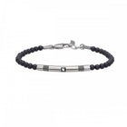 Bracciale uomo Tempo A Tempo 2Jewels in acciaio con sfere di onice nero e dettaglio centrale con zircone luminoso