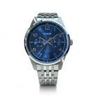 Tempo A Tempo Casio MTP-E340D-2AVDF men's watch with a blue dial, stainless steel bracelet, and day-date display.