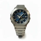 Orologio Tempo A Tempo Casio G-Shock full metal in acciaio con quadrante blu analogico-digitale e cassa ottagonale