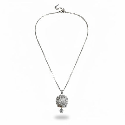 Collana Tempo A Tempo in acciaio con ciondolo a campanella tempestato di zirconi bianchi luminosi
